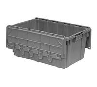 Buckhorn AR2717120201000 Industrial Plastic Stackable Storage KeepBox Tote Container with Hinged Attached Lid, (27-Inch L by 17-Inch W by 12-Inch H), Gray