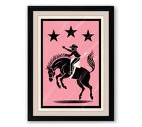 Bucking Bronco Rodeo Retro Framed Wall Art Print A2 (59.4×42cm) Black, Wall Decor for Living Room, Bedroom, Office & Home, Ready to Hang, Art Gift