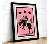 Bucking Bronco Rodeo Retro Framed Wall Art Print A4 (29.7×21cm) Black, Wall Decor for Living Room, Bedroom, Office & Home, Ready to Hang, Art Gift