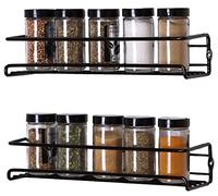 Buckingham 2 Tier Black Spice Racks Organiser Cupboard Wall Mounted with Adhesive Stickers & Screws - Kitchen & Pantry Shelf for Spices and Condiments Spice Jars (2 Tier)