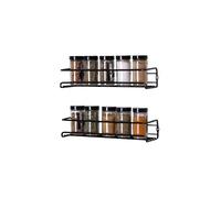 Buckingham 2 Tier Black Spice Racks Organiser Cupboard Wall Mounted with Adhesive Stickers & Screws - Kitchen & Pantry Shelf for Spices and Condiments, Spice Jars (2 Tier)