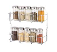 Buckingham Spice Rack 2 Tier Chrome Wall Mounted Back of Cupboard Door Organiser Premium Quality Heavy Gauge Storage for 10 Spice Jars 28 cm