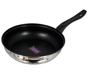 Buckingham 24 cm Induction Stainless Steel Frying Pan with Xylan Non-Stick Coating Bakelite Handle, Silver