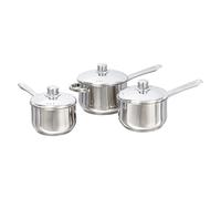 Buckingham 3-Piece Deep Premium Saucepan Set with Steam Vent Lid Gas Electric Ceramic & Induction Hobs Compatible Stainless Steel Cooking Pots for Stews Soups Sauces