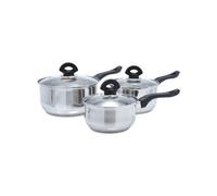 Buckingham 3-Piece Saucepan Set Stainless Steel With Glass Lids Induction Compatible