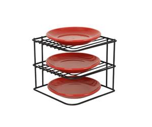 Buckingham 3 Tier Black Corner Plate Rack Kitchen Cupboard Storage Organiser Premium Quality Dish Rack Space Saving Shelf Organiser 22.5 Cm