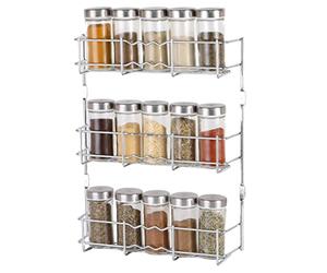 Buckingham 3 Tier Chrome Back of Cupboard Door Spice Jar and Packet Rack - Wall Mounted Shelf Organiser, Narrow Doors, Premium Quality (3 Tier)