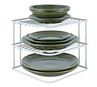 Buckingham 3 Tier Corner Plate Rack Kitchen Cupboard Storage Organiser Premium Dish Rack Space Saving Shelf Organiser 22.5 Cm (White)