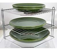 Buckingham 3 Tier Kitchen Plate Organising Rack 28 Cm , Chrome, Silver