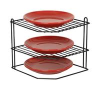 Buckingham 3 Tier Corner Plate Rack Kitchen Cupboard Tidy Storage Organiser, Dish Rack Space Saving Shelf Organiser 23 cm (Black)