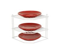 Buckingham 3 Tier Corner Plate Rack Kitchen Cupboard Tidy Storage Organiser, Dish Rack Space Saving Shelf Organiser 23 cm (White)
