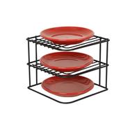 Buckingham 3 Tier Corner Shelf, Plate Rack, Kitchen Cupboard Organiser, Premium Dish Rack, Space Saving plate stand | Shelf Organiser 23 cm (Black)
