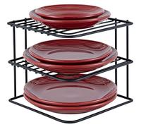Buckingham 3 Tier Corner Shelf, Plate Rack, Kitchen Cupboard Organiser, Premium Dish Rack, Space Saving plate stand | Shelf Organiser 23 cm (Black)