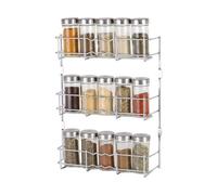 Buckingham 3 Tier Chrome Back of Cupboard Door Spice Jar and Packet Rack - Wall Mounted Shelf Organiser, Narrow Doors, Premium Quality (3 Tier)