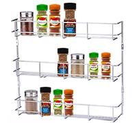 Buckingham 3-Tier Door Mounted Spice Rack Jar Holder, Suitable for 400 mm + Cupboard Door, Chrome, 38.5 x 6.2 x 35 cm