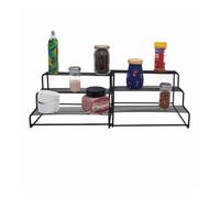 Buckingham 3 Tier Expandable Spice & Herb Rack Jar Holder Cupboard Organiser , Black , High End Premium Quality