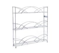 Buckingham 3 Tier Free Standing Spice & Herb Rack Jar Holder Organiser Storage Metal Chrome Compact and Durable Ideal for Kitchen Countertops 33 cm
