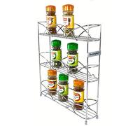 Buckingham 3 Tier Free Standing Spice & Herb Rack Jar Holder Organiser Storage, Metal, Chrome, 33 cm
