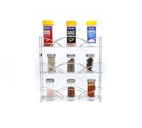 Buckingham 3 Tier Free Standing Spice Rack & Herb Jar Holder Metal Chrome kitchen storage & organisation Compact & Durable Ideal for Kitchen Countertops 33 cm
