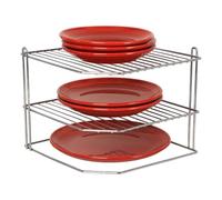 Buckingham 3 Tier Corner Plate Rack Kitchen Cupboard Storage Organiser Premium Quality Dish Rack Space Saving Shelf Organiser for Bowls Plates & Mugs 28 Cm (Chrome)