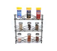 Buckingham 3-Tier Spice & Herb Rack Free Standing Jar Holder Organiser Black Metal Kitchen Storage 33 cm