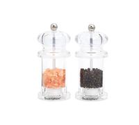 Buckingham 30908 Premium Salt & Pepper Grinder Clear Acrylic Adjustable Ceramic Grind Mechanism Professional Spices Mill Set Fits in Home Kitchen Outdoor, Transparent