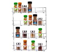 Buckingham 4 Tier Back of Cupboard Door Spice Jar and Packet Rack-Wall Mounted Shelf Organiser, Metal, Chrome, Premium Quality