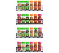 Buckingham 4 Tier Black Wall Mounted Spice Rack Cupboard Organiser for Kitchen Storage, Bathroom Storage & Pantry Shelf Spices & Condiments Holder with Adhesive Stickers & Screws (4 Tier)