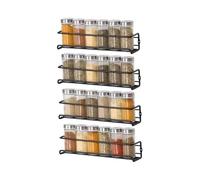 Buckingham 4 Tier Black Wall Mounted Spice Rack Cupboard Organiser for Kitchen Storage, Bathroom Storage & Pantry Shelf Spices & Condiments Holder with Adhesive Stickers & Screws (4 Tier)