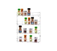 Buckingham 4 Tier Back of Cupboard Door Spice Jar and Packet Rack-Wall Mounted Shelf Organiser, Metal, Chrome, Premium Quality