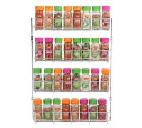 Buckingham 4 Tier Back of Cupboard Door Spice Jar and Packet Rack-Wall Mounted Shelf Organiser, Metal, Chrome, Premium Quality