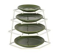 Buckingham 4-Tier White Corner Kitchen Rack Space Saving Plate, Bowl & Cupboard Shelf Organizer