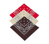 Buckingham Boutique Pack of 3 X Paisley Women's Small Square Cotton Head Scarfs/Neck scarf Headscarf/Bandanna Head scarf/Neck Scarf/Neckerchief/Handkerchief/Head Tie 100% Cotton (Red,Beige,brown)