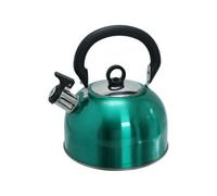 Buckingham Camping Whistling Kettle Metallic Green Colour Coated Stainless Steel With Heat Resistant Phenolic Handle 2.5 Litre