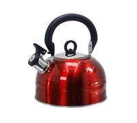 Buckingham Stainless Steel Whistling Kettle Metallic Red with Cool Touch Handle Suitable for Camping Hiking Indoor & Outdoor Use 2.5 litres (Metallic Red)