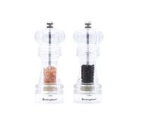 Buckingham Clear Acrylic Electric Salt And Pepper Grinders Set Battery Powered Adjustable Coarseness