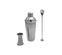Buckingham Cocktail Shaker Set with Measure Peg and Mixing Spoon Matte Finish Bar Tool Kit for Professional and Home Bartending 3 Piece Stainless Steel