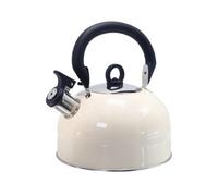 Buckingham Colour Coated Stainless Steel Retro Whistling Kettle Cream With Heat Resistant Phenolic Handle 2.5 Litre
