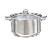 Buckingham Deep Casserole Dish Mirror Finish with Glass Lid Stainless Steel Cooking Pot for Boiling and Simmering Induction Compatible 24 cm 6 Litres