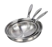 Buckingham Deep Induction Stock Pot with Glass Lid Premium Stainless Steel Multipurpose Cooking Pot for Soups Pasta Stews (3 Piece Set, Tri-ply Frying Pan)