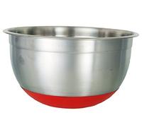 Buckingham Designer Stainless Steel Salad/Mixing Bowl 1.5 Litre Silicon Base, Silver Red