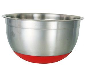 Buckingham Designer Stainless Steel Salad/Mixing Bowl 1.5 Litre Silicon Base, Silver Red