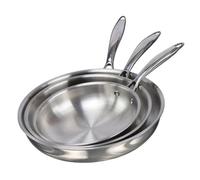 Buckingham Elite Tri-ply 18/8 Stainless Steel Frying Pan Set Of 3 Uncoated 20 Cm, 24 Cm, 28 Cm., Silver