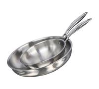 Buckingham Elite Tri-ply 18/8 Stainless Steel Frying Pan Set Of 2, Uncoated 20 Cm, 28 Cm, Silver