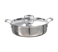 Buckingham Elite Tri-Ply 18/8 Stainless Steel Sauteuse Pan with Lid Induction Fully Clad Stainless Steel Pan Stay Cool Handle Ensures Fast Even Heating 28 cm 4.8 litres