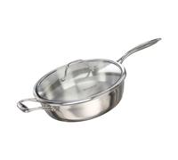 Buckingham Elite Tri-Ply Full Clad Saute Pan with Glass Lid & Helping Handle 18/8 Stainless Steel Induction Skillet Pan Oven Safe 260°C 28 cm 4 litres