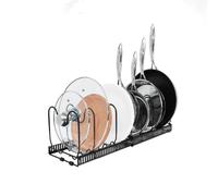 Buckingham Expandable Pot, Pan & Lid Rack Black kitchen Storage & Organisation Kitchen, Cupboard Organiser with 8 Adjustable Sections 58 cm (8 Dividers)