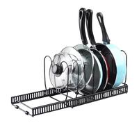 Buckingham Expandable Pot, Pan & Lid Organising Rack 8 Dividers - Black, Black