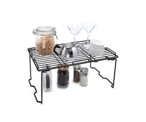 Buckingham Freestanding Kitchen Folding Shelf Organiser For Jar Cans Spice Rack , Black , High End Premium Quality