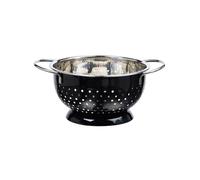 Buckingham Hemispheric Colander - Stainless Steel Strainer - Colander for Kitchen - Sieve for Rice Pasta Spaghetti Noodles Vegetables & Fruits Footed Base 1.5 Litre 18 cm (Black)